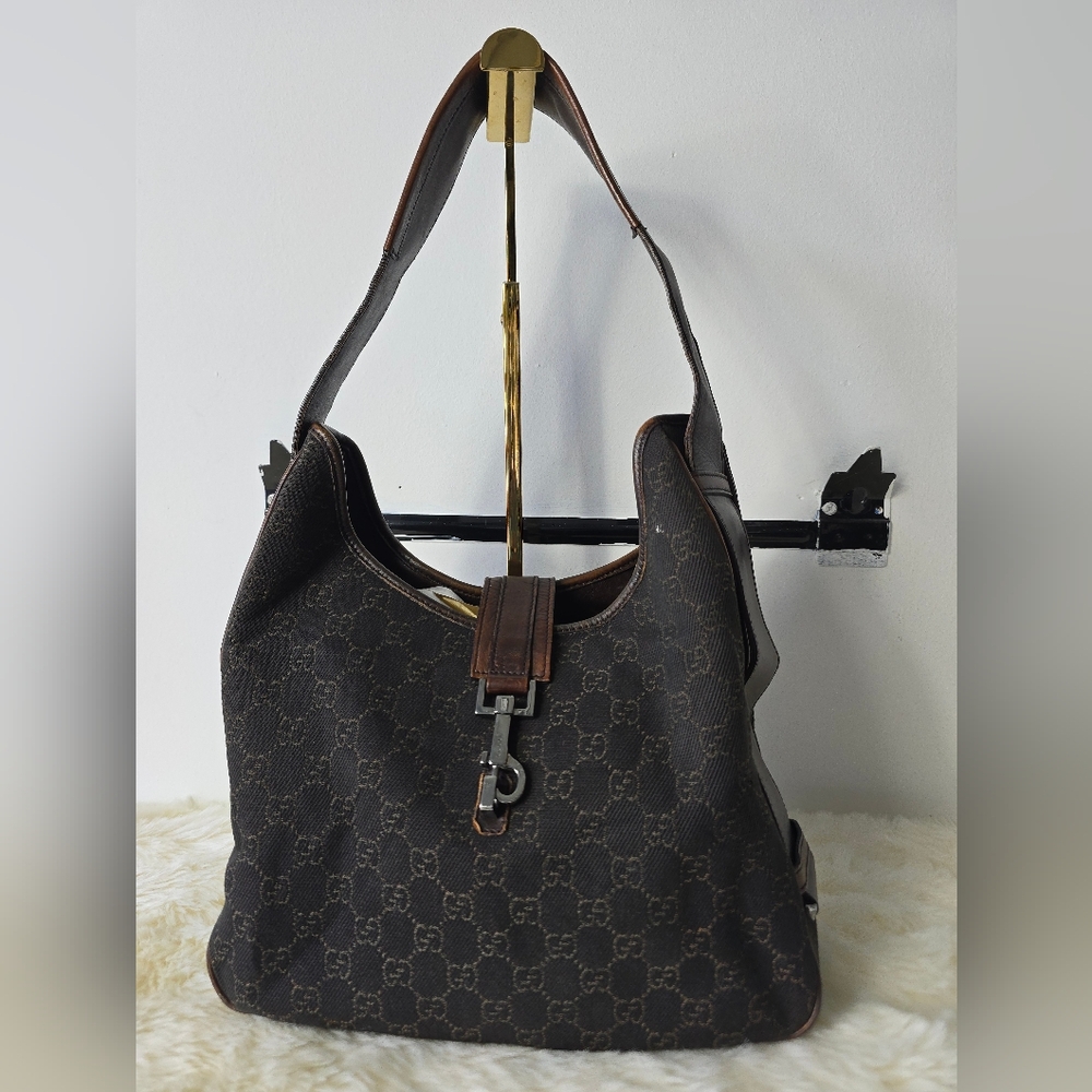 Gucci Hobo Leather/ Canvas  Handbag - Picture 2 of 14